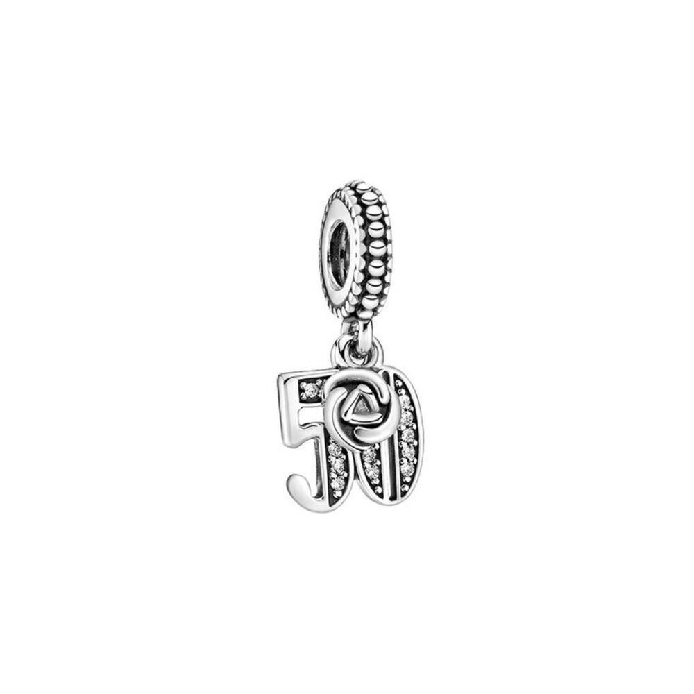 Pandora Moments Silver Cz 50Th Celebration Dangle Charm